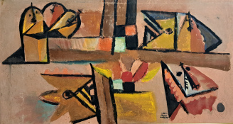 Composition, 1980
oil on oilcloth
67 x 125 cm
